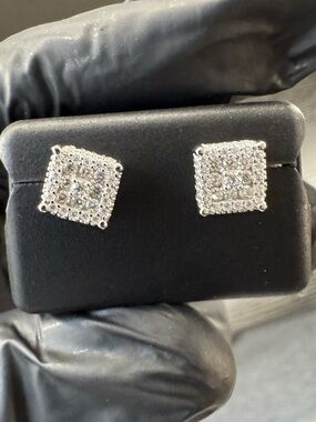 925 Sterling Silver With Rhodium Finish 2.00 CTW Moissanite Earrings